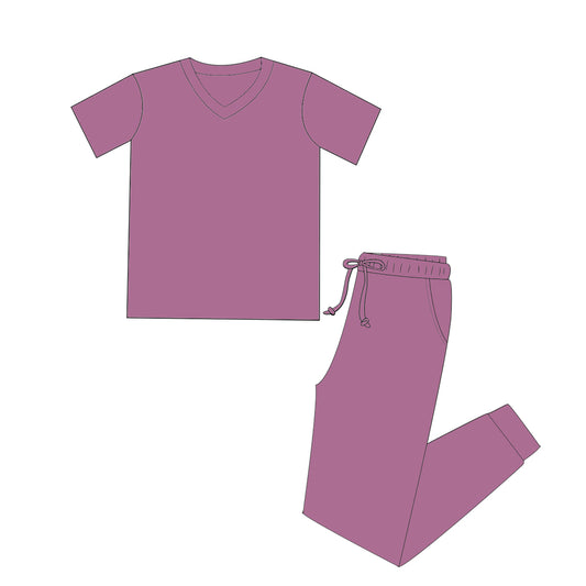 Dusty Mauve Jogger Set Short Sleeve
