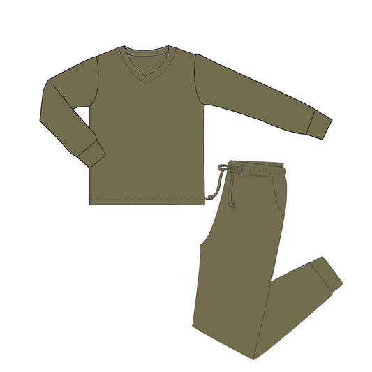 Olive green Long Sleeve Lounge Set