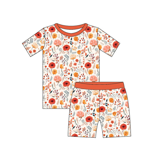 Fall Floral Two Piece Short Sleeve