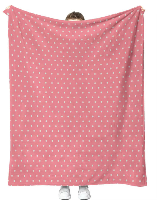 Pink Polka Dot Plush Blanket