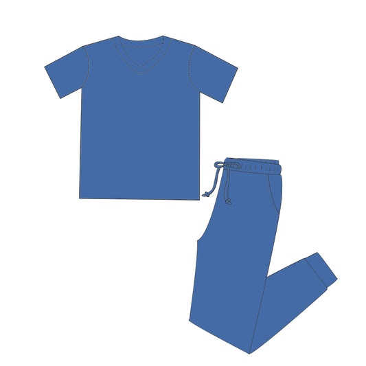 Blue Jogger Set Short Sleeve