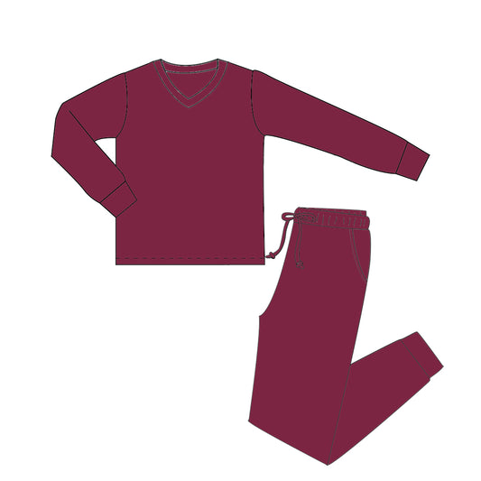 Dark Maroon Long Sleeve Lounge Set