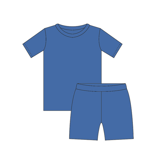 Blue Two Piece Set Short Sleeve