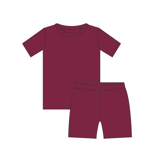 Dark Maroon Short Sleeve Two Piece