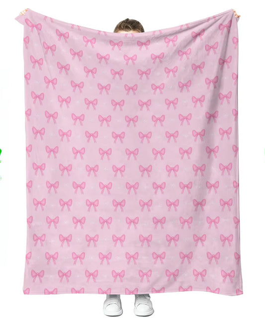 Pink Bows Plush Blankets