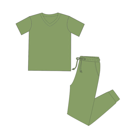 Green Jogger Set Short Sleeve