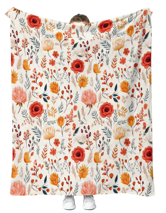 Fall Floral Plush Blanket