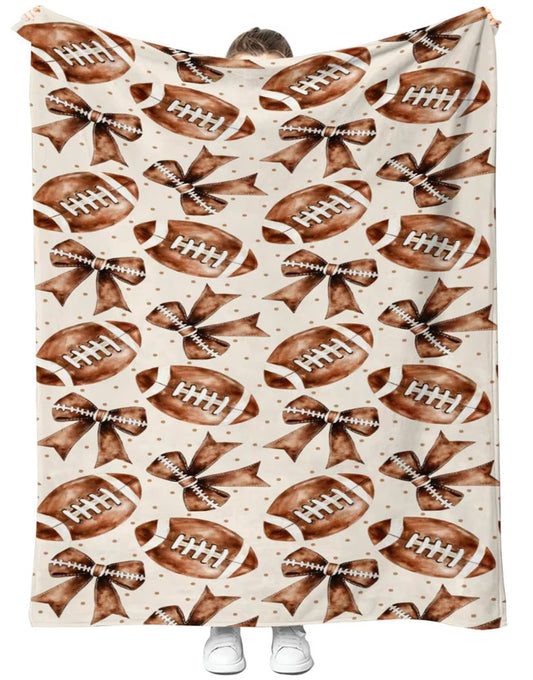 Football & Bows Plush Blanket